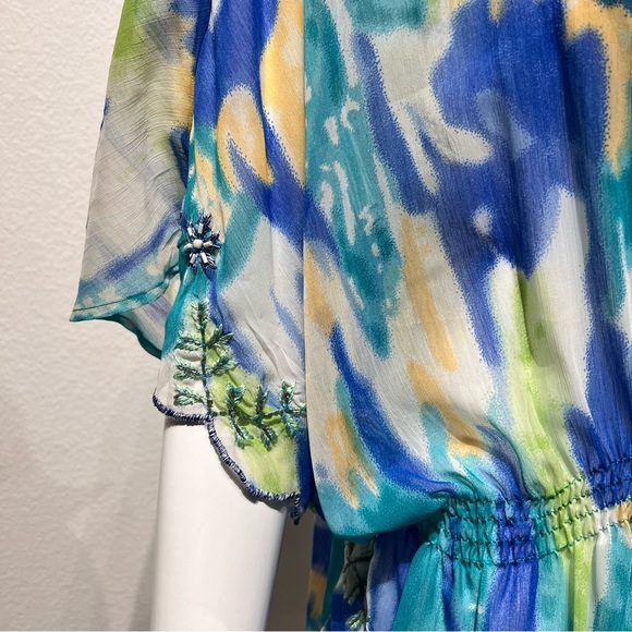 NWOT Midnight Velvet Sheer Tunic Top XL Multi Beaded Embroidered V-Neck - Picture 5 of 16